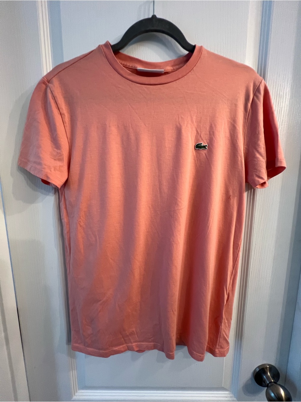 Lacoste Men’s Short-Sleeve Crew Tee in Coral Pink